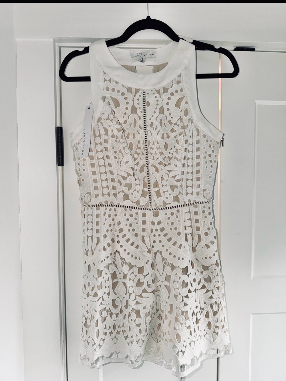 Adelyn Rae Cream Lace Mini Romper